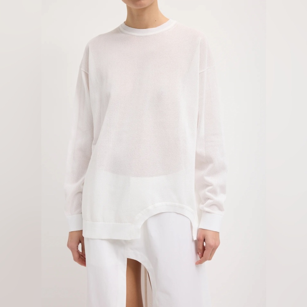 Tibi Crispy Sweater With Cut Out Detail White Small